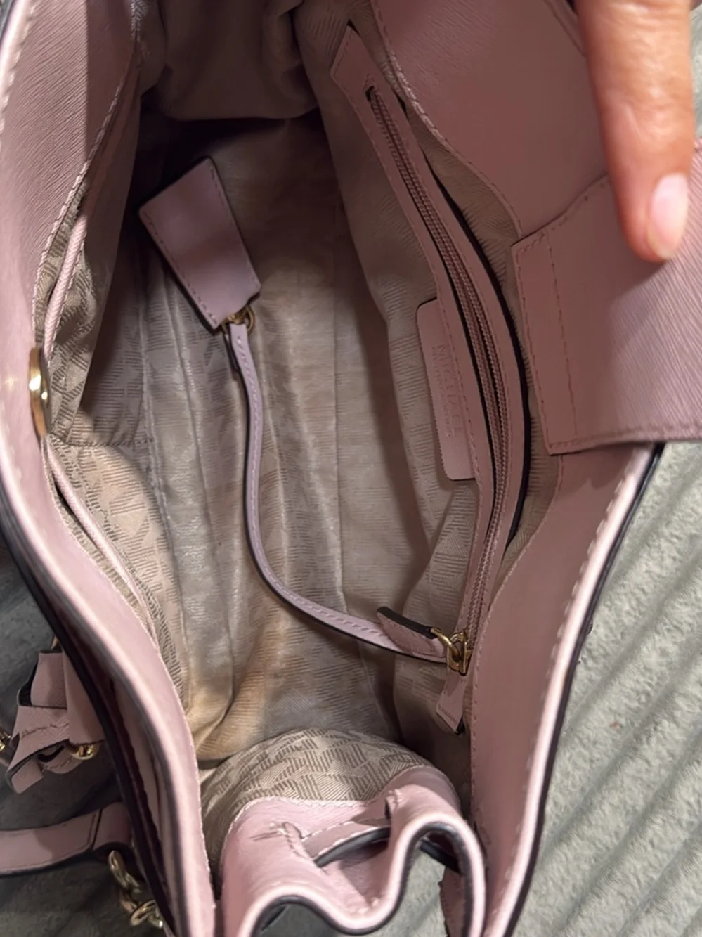 Michael Kors Light Pink Saffiano Leather Satchel with Gold Hardware